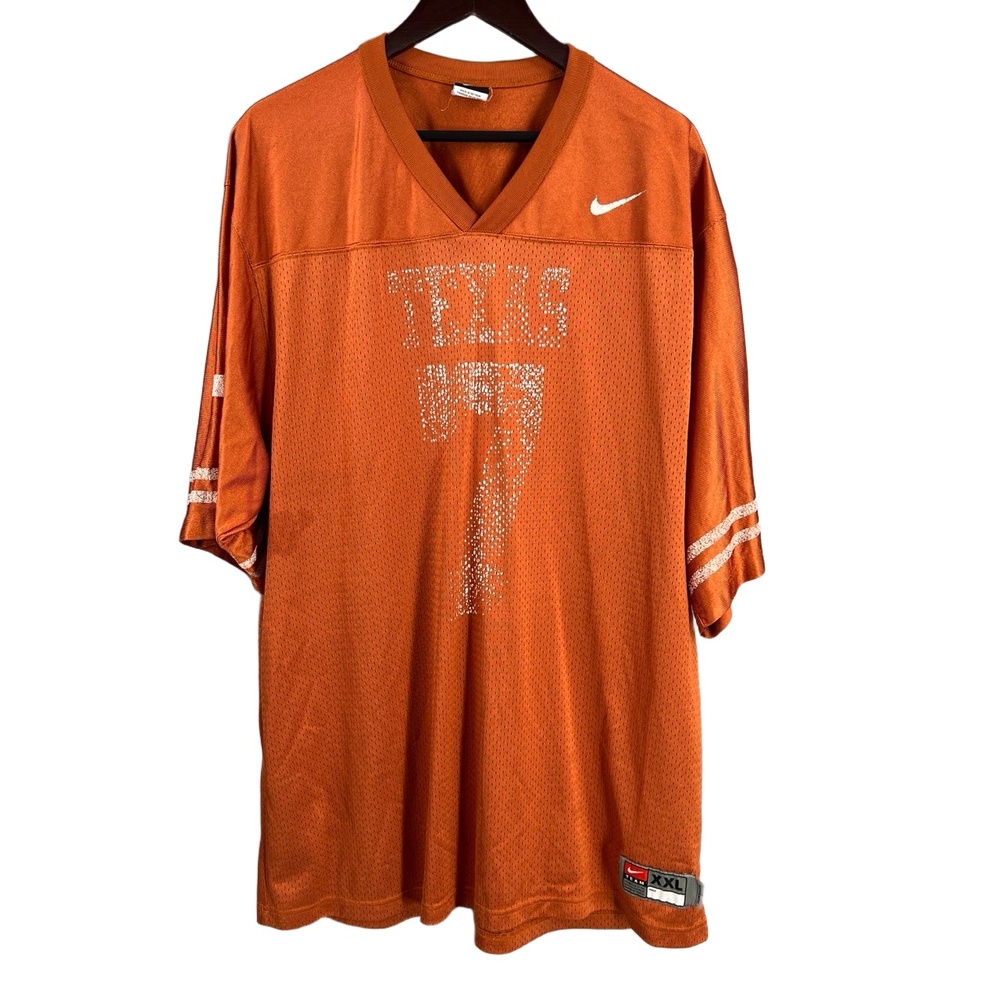 Texas Longhorns UT Jersey #7 Orange V Neck‎ Short Sleeves Nike Logo Faded XXL